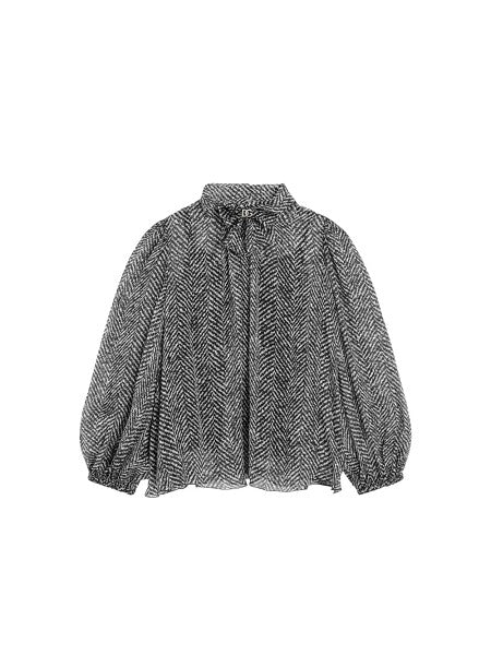 Camicia nera a collo alto con dettaglio logo Dolce & Gabbana