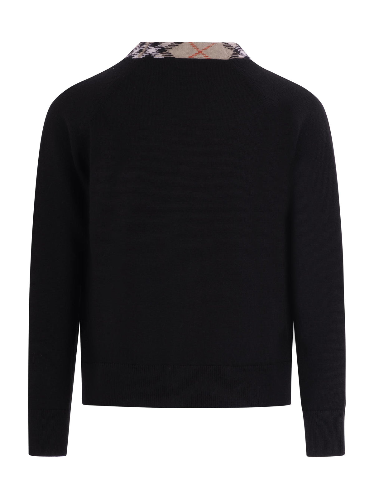 Cardigan nero con dettagli check Burberry