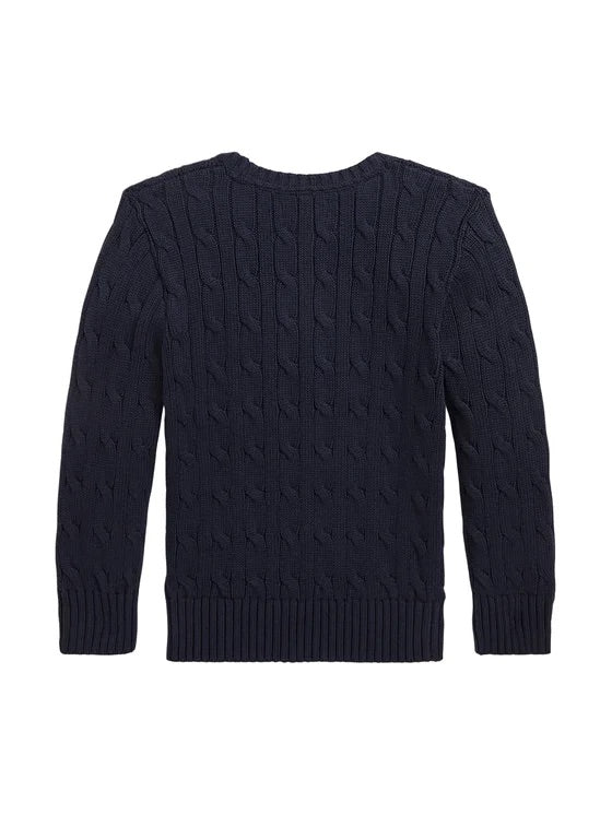 Maglione blu con logo Ralph Lauren cucito frontale