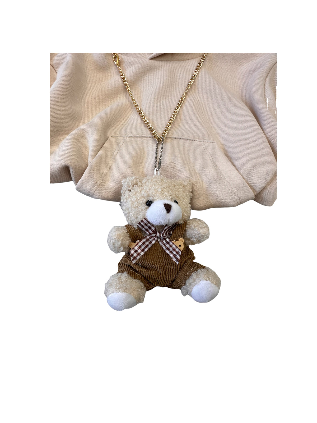 Felpa beige con cappuccio e dettaglio orsetto applicato u+é
