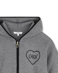 Maglione grigio con zip e cappuccio con logo Chloé cucito a contrasto