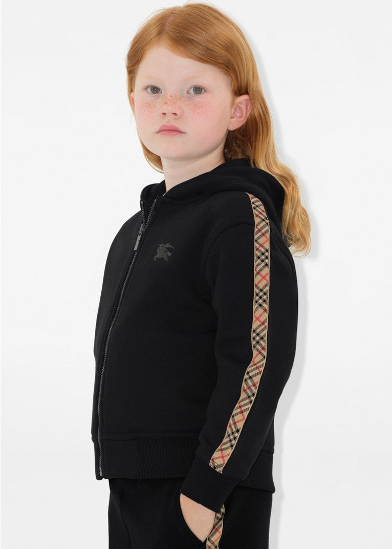 Felpa nera con dettaglio check Burberry