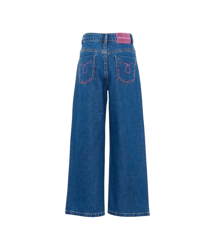 Jeans blu con dettagli applicati Billieblush frontali