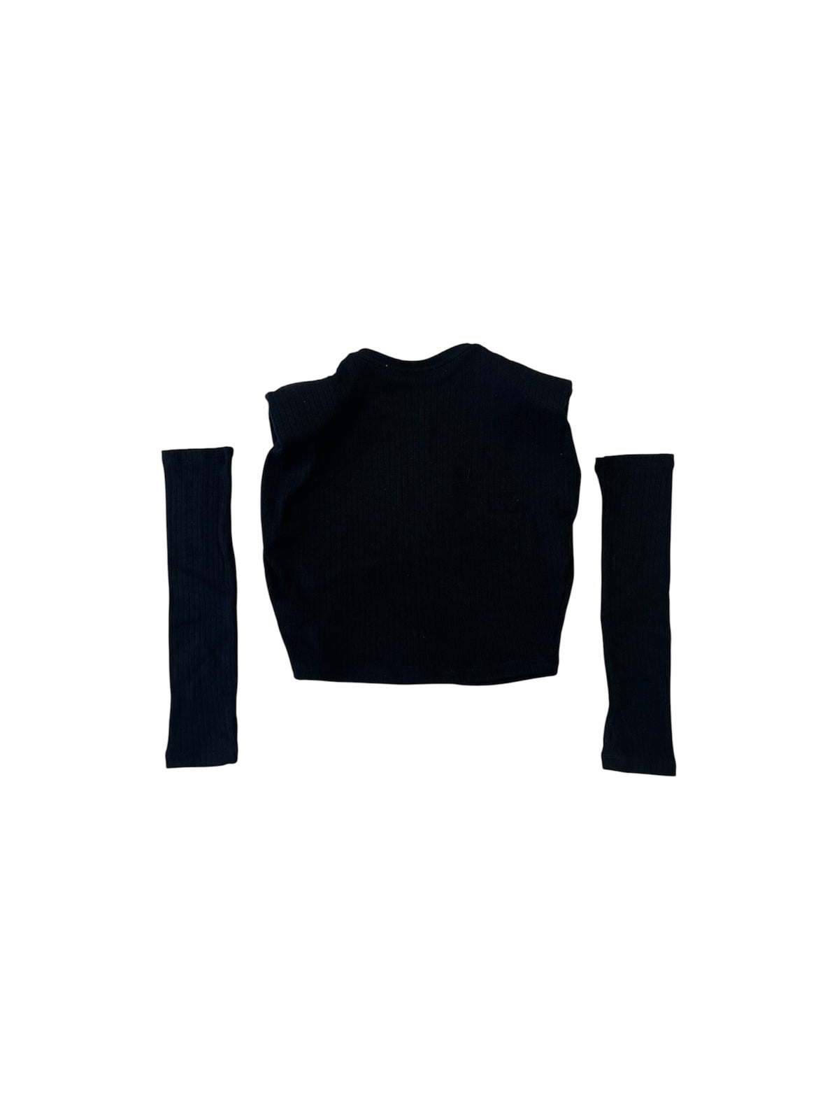 T-shirt a costine nera con manicotti e dettagli logo Lulu