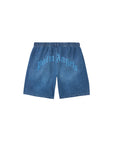 Bermuda blu di jeans con stampa logo Palm Angels