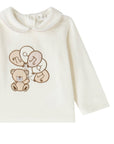 Completo 2 pezzi in ciniglia bianco con patch orso e palloncini Nanan