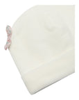 Cappello bianco in ciniglia a coste con fiocchetti Nanan