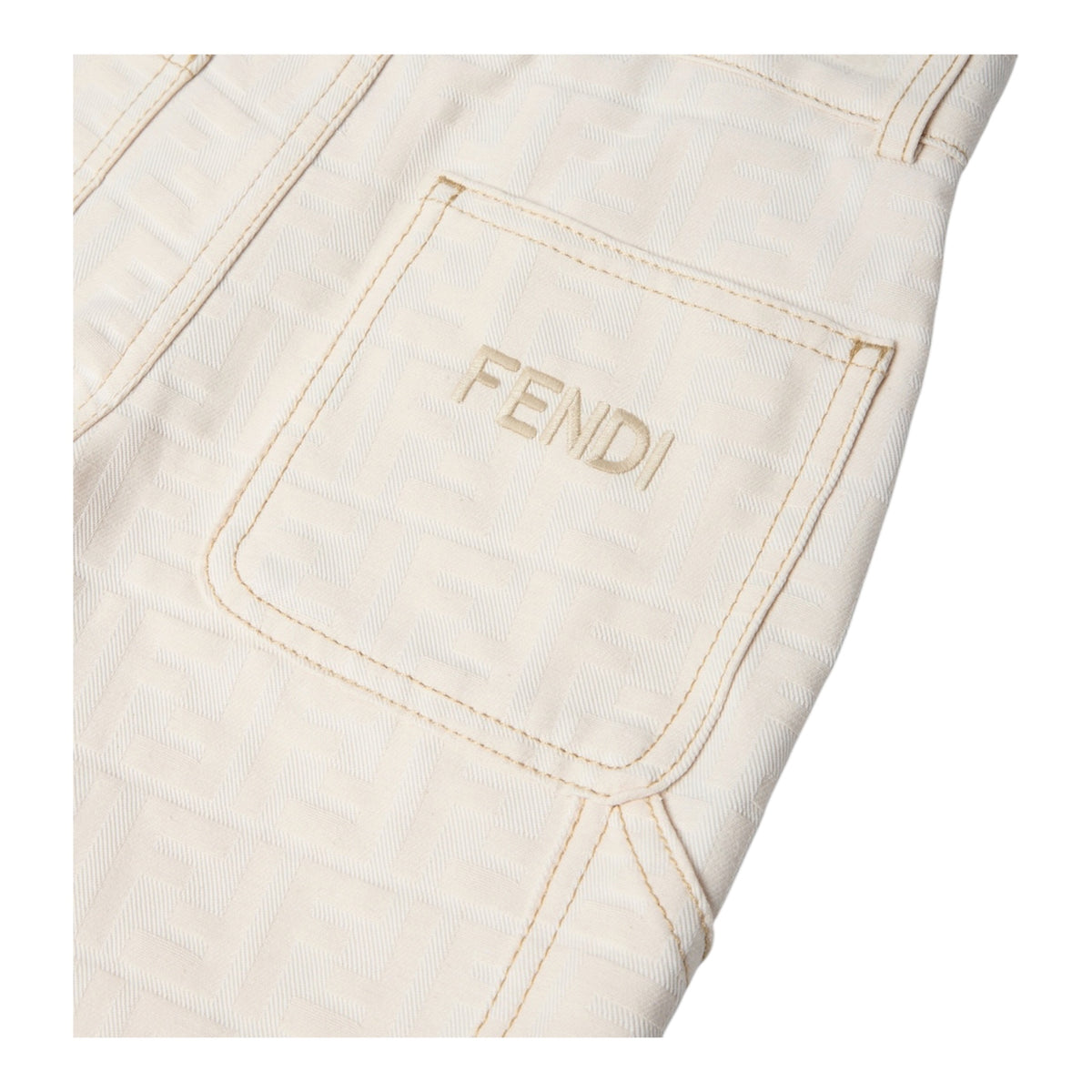 Bermuda in cotone panna con logo Fendi