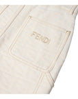Bermuda in cotone panna con logo Fendi