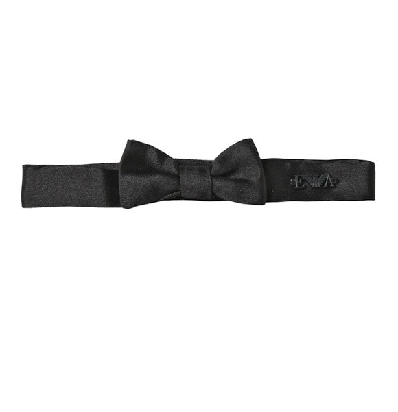 Papillon in seta nero con dettagli logo Armani