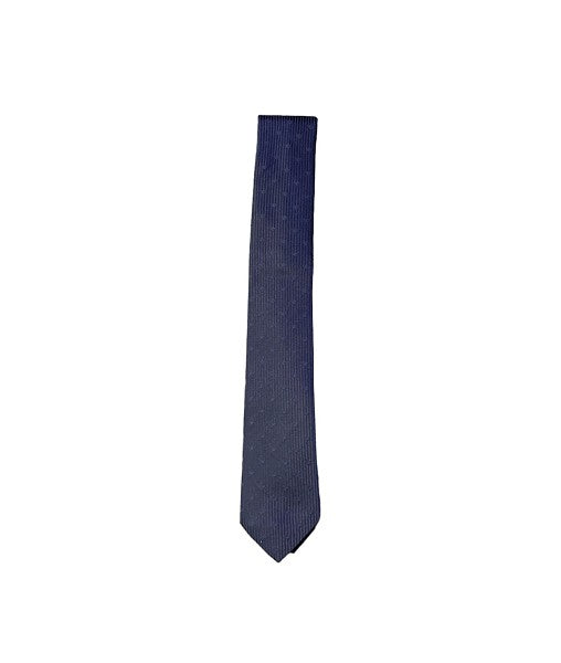 Cravatta blu con dettagli logo cuciti Armani