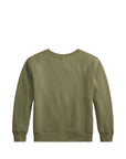 Felpa in cotone verde con stampa logo Ralph Lauren frontale