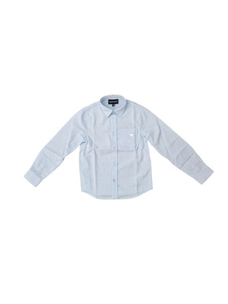 Camicia azzurra con logo cucito Emporio Armani