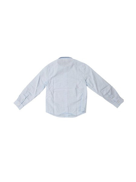 Camicia azzurra con logo cucito Emporio Armani