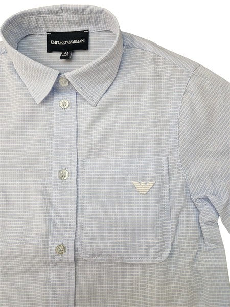 Camicia azzurra con logo cucito Emporio Armani