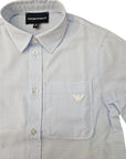 Camicia azzurra con logo cucito Emporio Armani