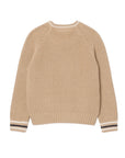 Maglione beige ad intarsio con patch logo Lacoste