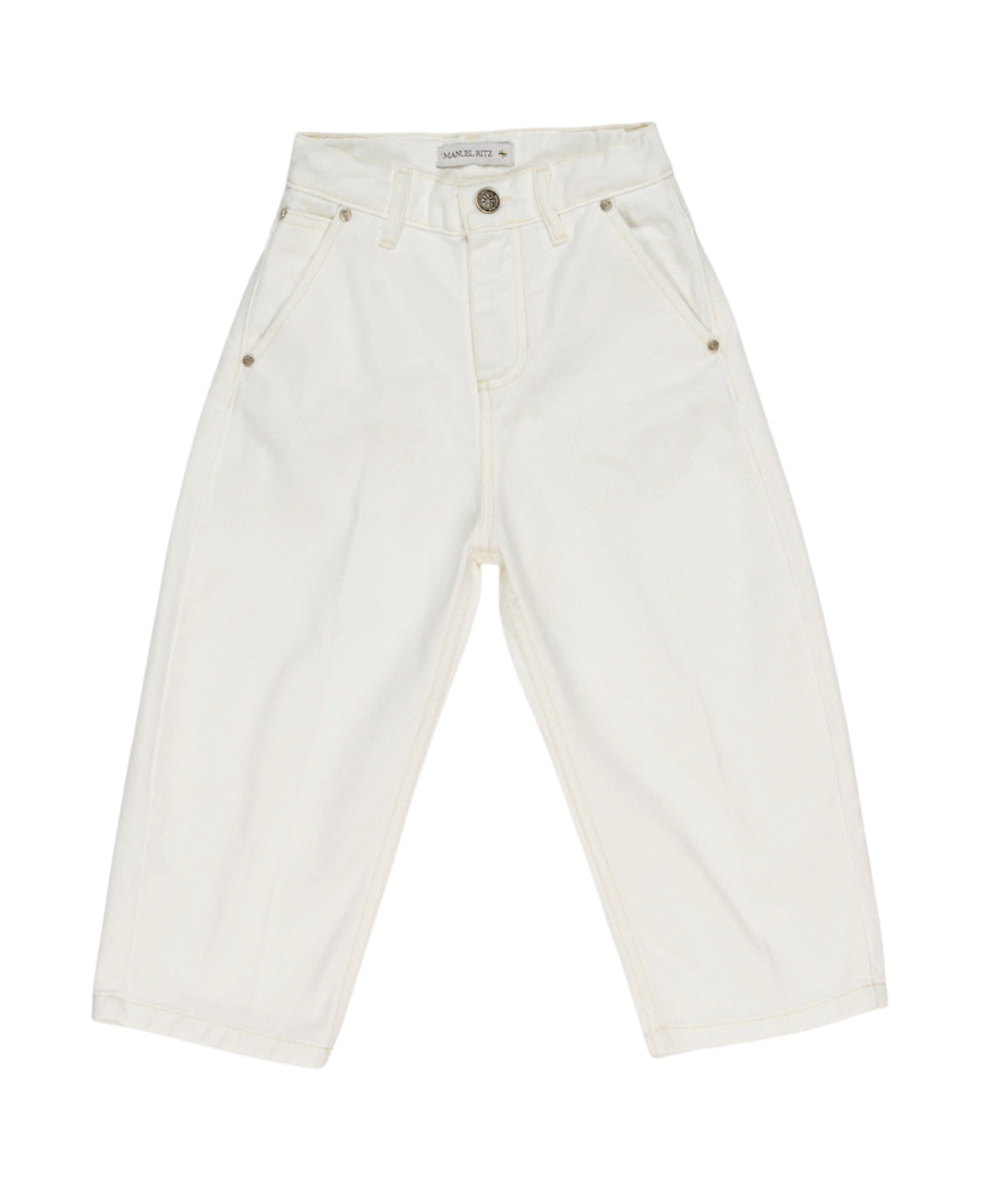 Pantalone cinque tasche bianco con dettagli logo Manuel Ritz