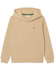 Felpa con il cappuccio beige e patch logo Lacoste