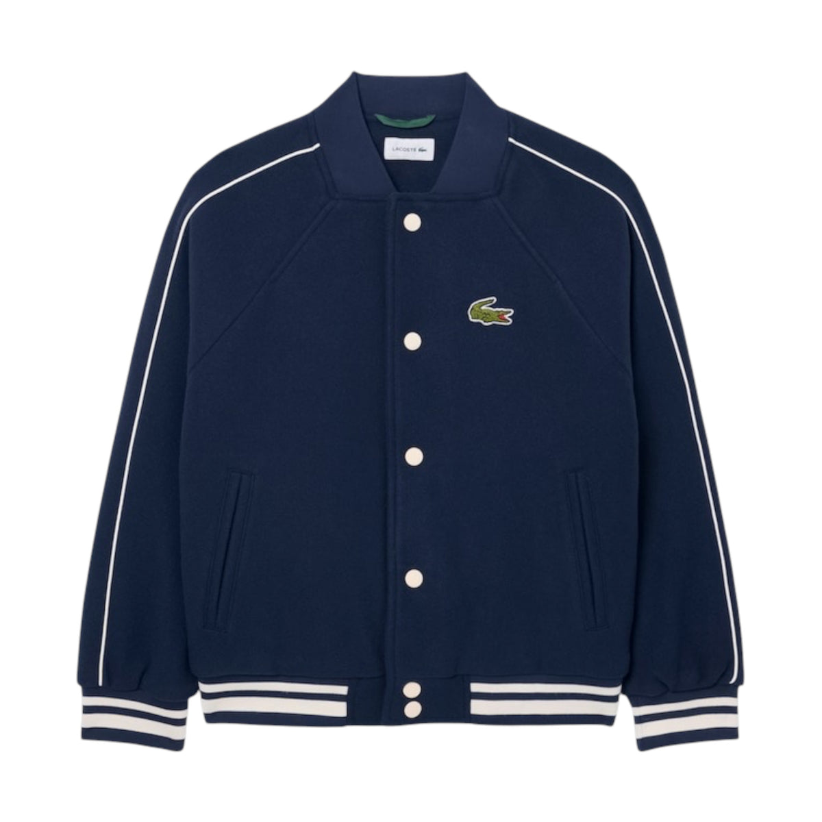Giubbino collage blu con patch logo Lacoste