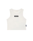 Top a costine bianco con patch logo Palm Angels