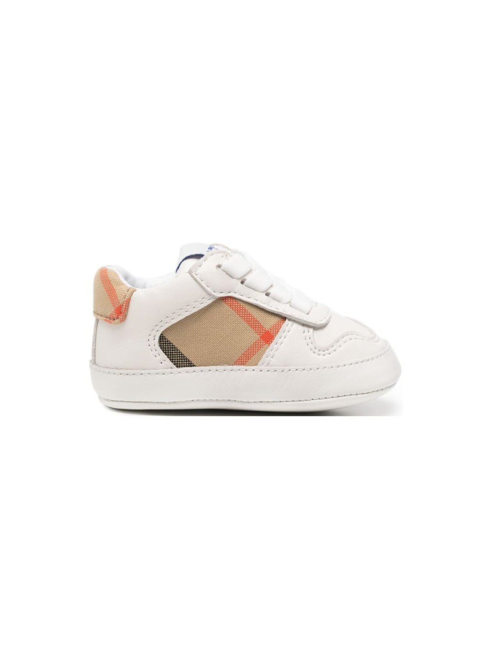 Scarpa culla bianca con dettagli check Burberry