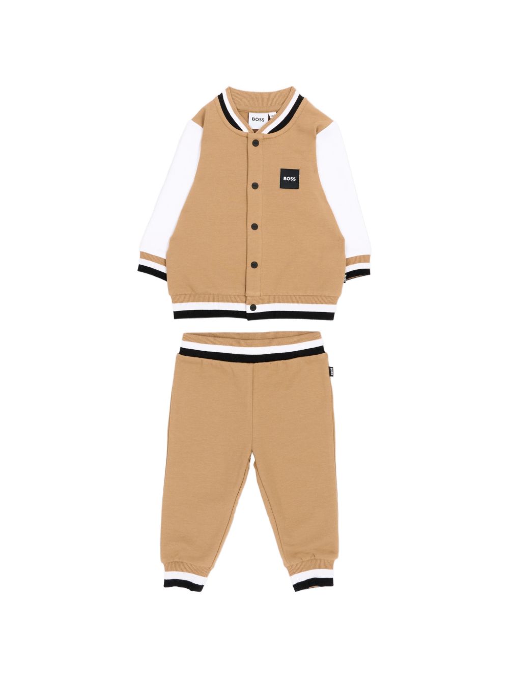 Completo tre pezzi marrone con dettagli logo Boss