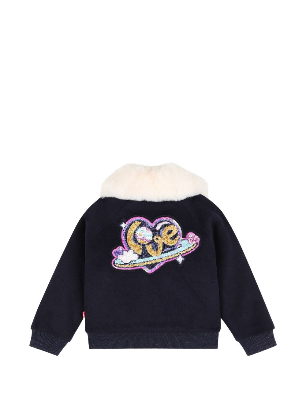 Giubbino in panno blu con dettagli logo Billieblush