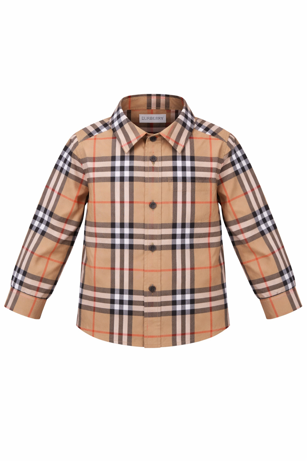 Camicia baby beige con fantasia check Burberry