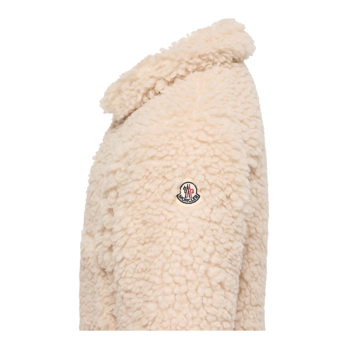 Felpa teddy panna con patch Moncler