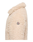 Felpa teddy panna con patch Moncler