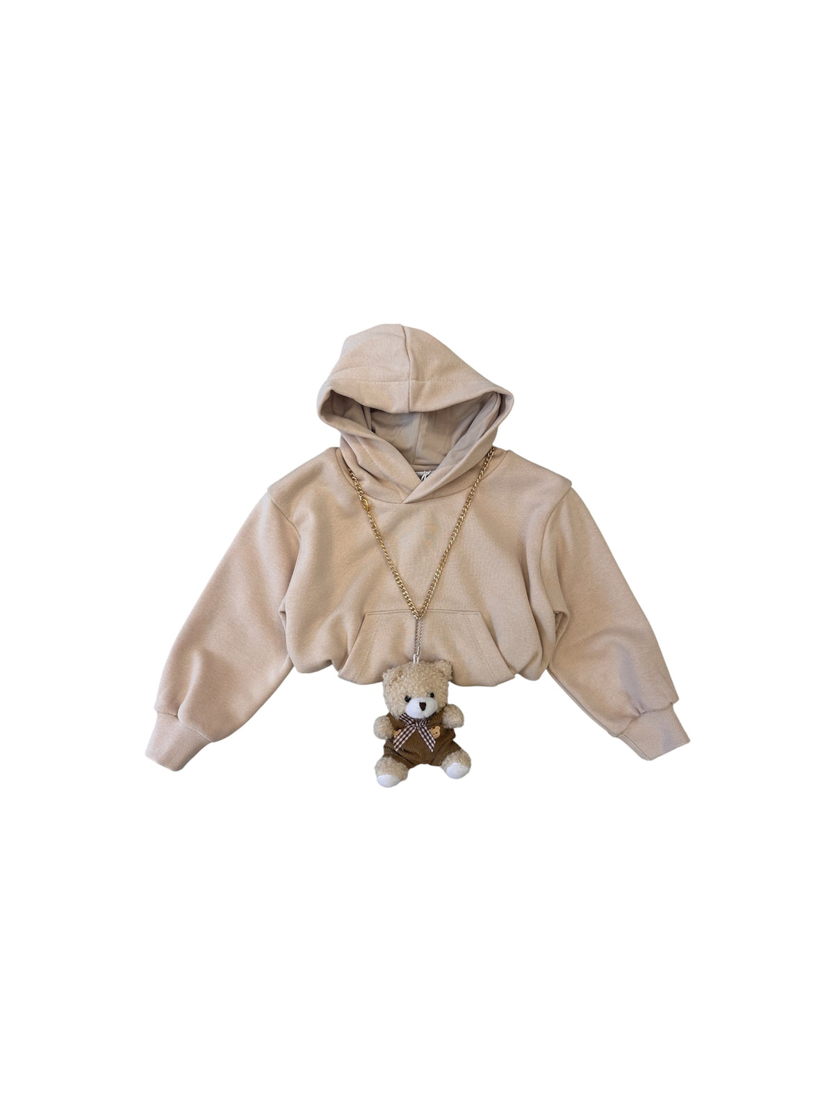 Felpa beige con cappuccio e dettaglio orsetto applicato u+é