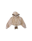 Felpa beige con cappuccio e dettaglio orsetto applicato u+é