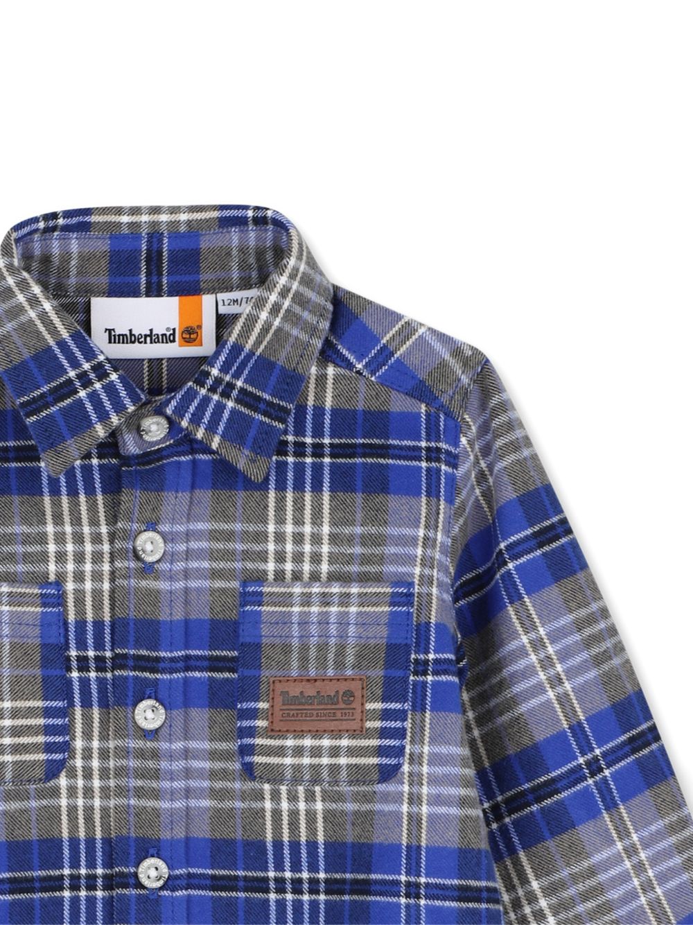 Camicia in flanella a quadri blu con dettagli logo Timberland