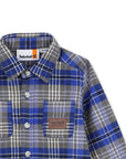 Camicia in flanella a quadri blu con dettagli logo Timberland