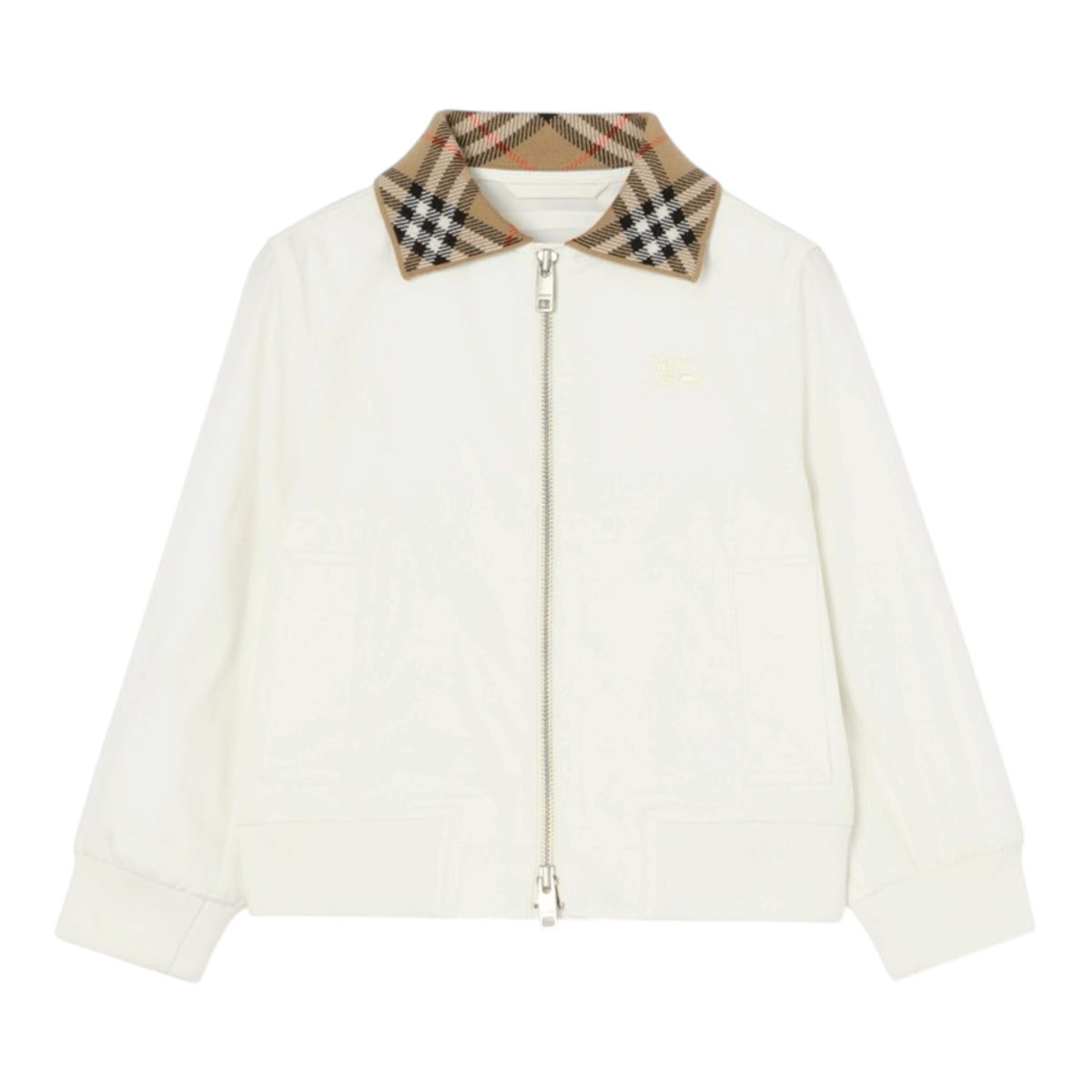 Felpa in cotone bianca con collo logato Burberry