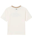 T-shirt bianca con patch logo Lacoste scritto frontale