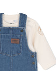 Salopette e t-shirt panna con dettagli logo Timberland