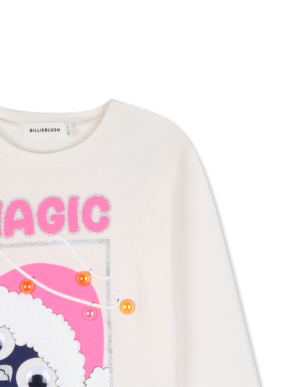 T-shirt panna con stampa pinguino e dettagli logo Billieblush