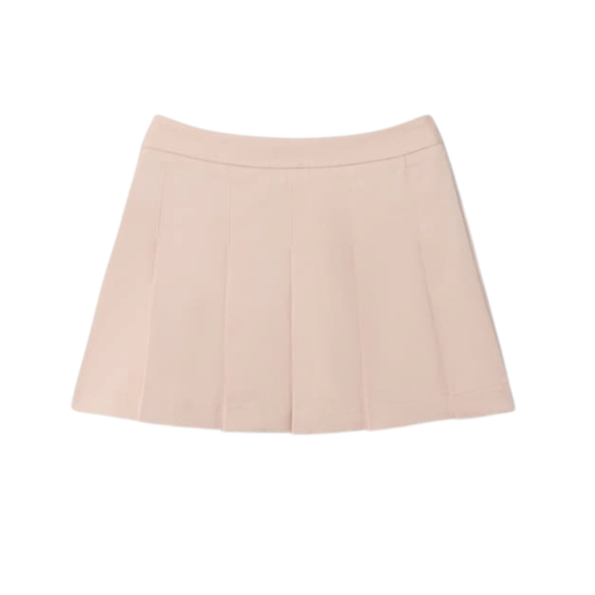 Gonna beige con plisse e logo Lacoste cucito frontale