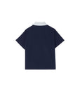 Camicia mezza manica blu con logo cucito Fendi
