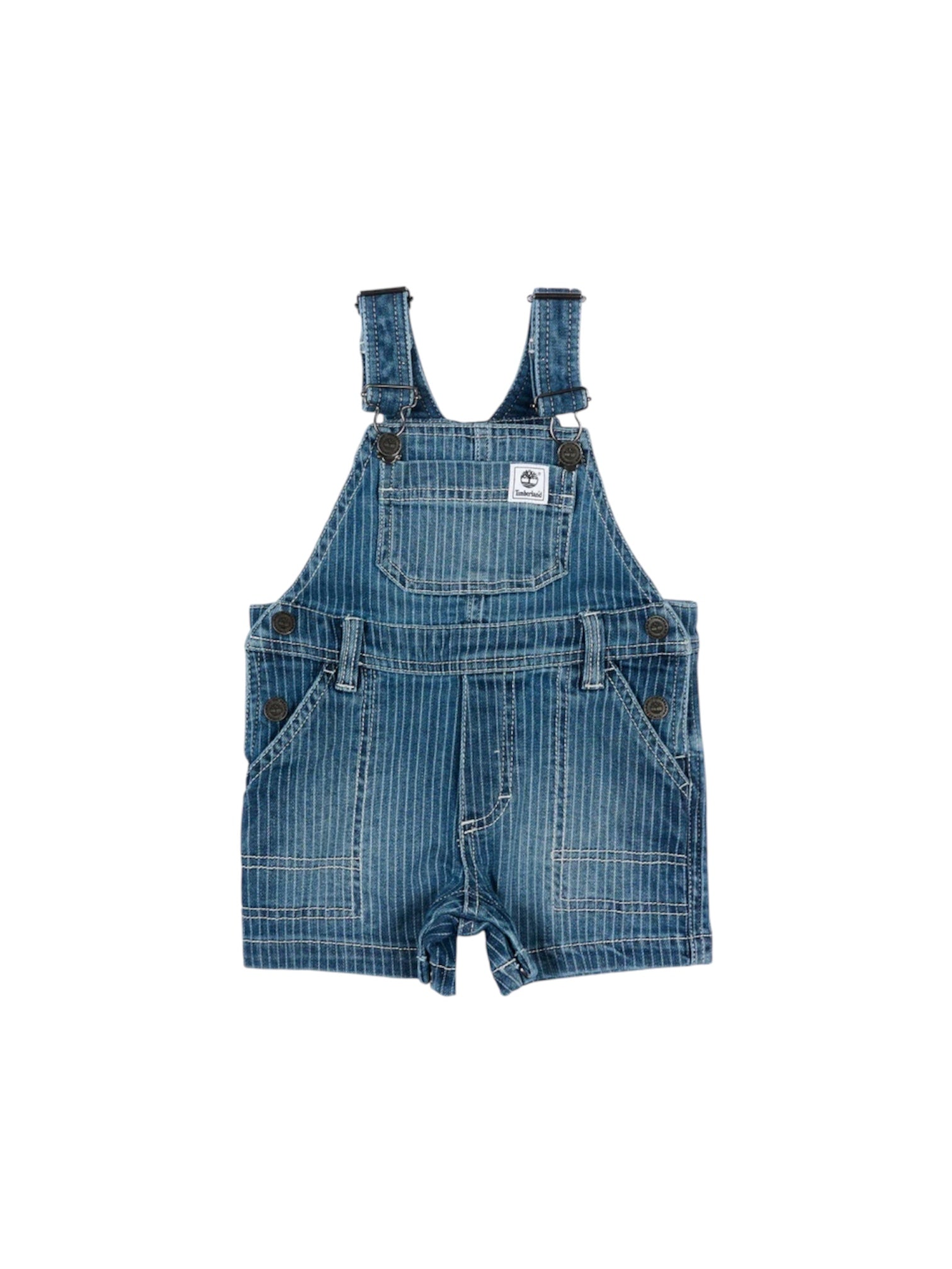 Salopette blu di jeans con patch logo Timberland