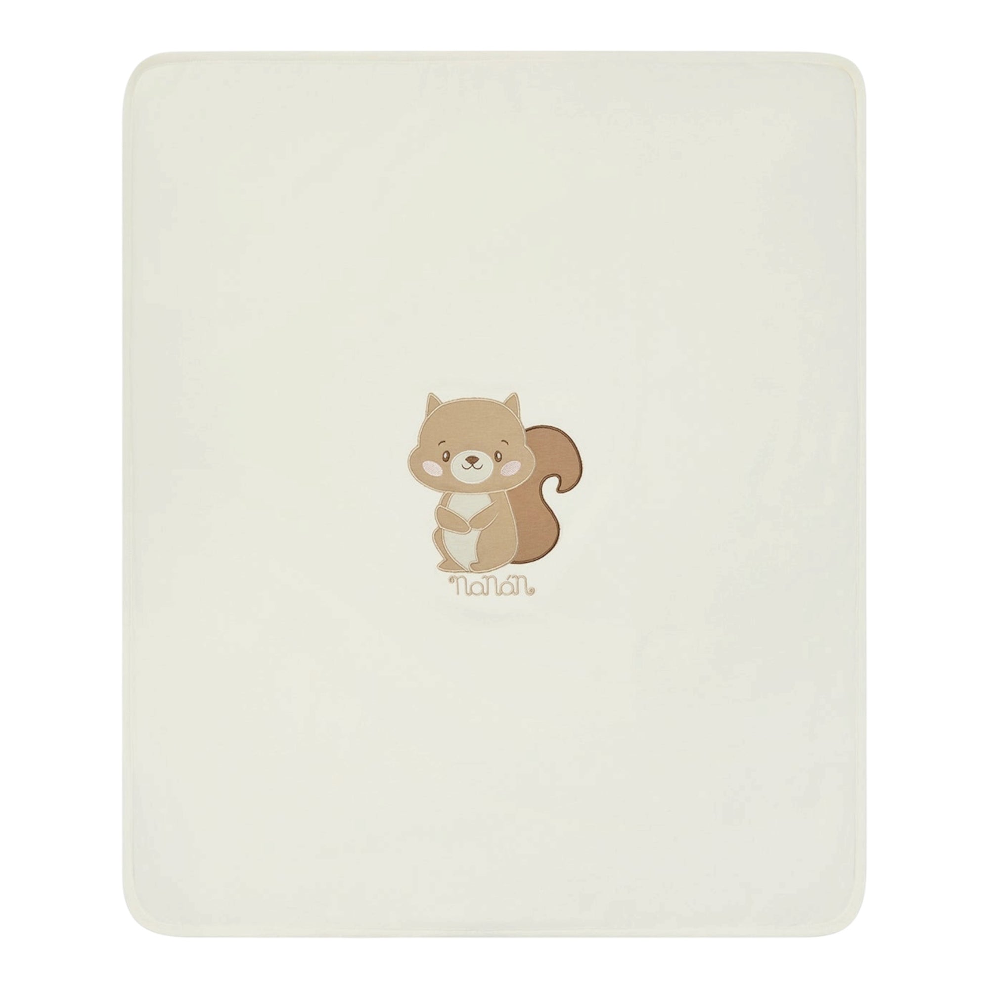 Coperta reversibile bianca e a fantasia con logo cucito Nanan