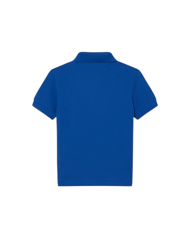 Polo blu con patch logo Lacoste