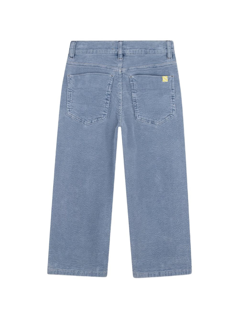 Pantalone a costine in velluto azzurro con dettagli logo Billieblush
