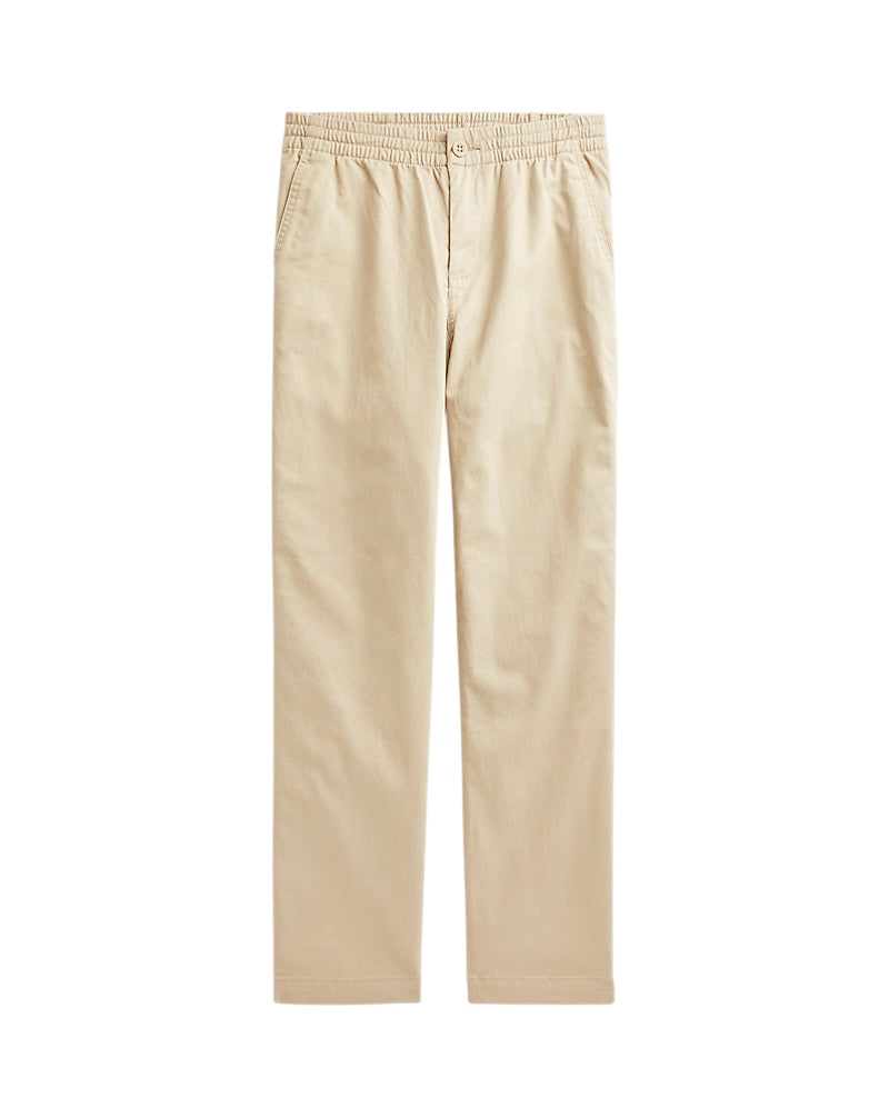 Pantalone beige con dettaglio logo Ralph Lauren cucito a contrasto