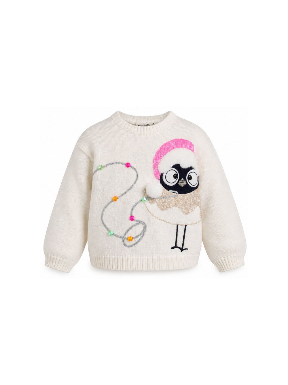 Maglione bianco con pinguino e paillettes Billieblush