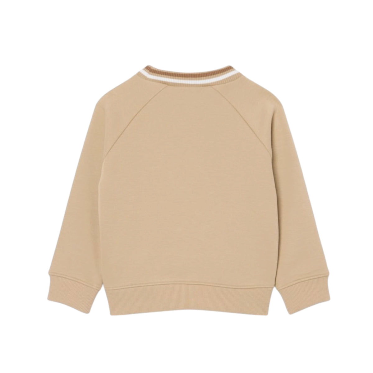 Felpa beige con logo Lacoste cucito frontale