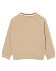 Felpa beige con logo Lacoste cucito frontale