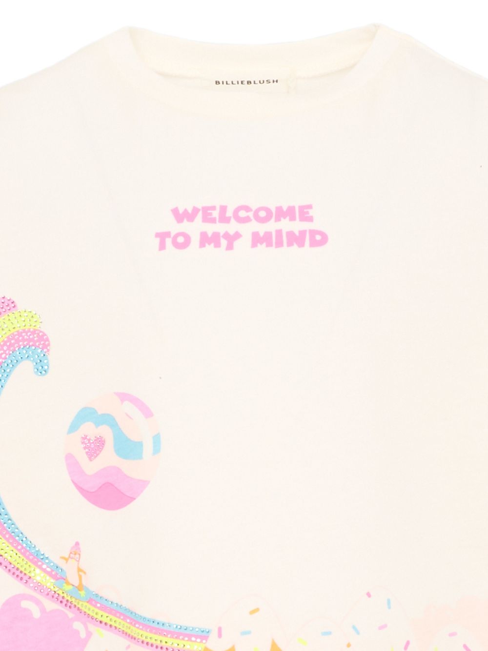 T-shirt panna con stampa multicolore Billieblush